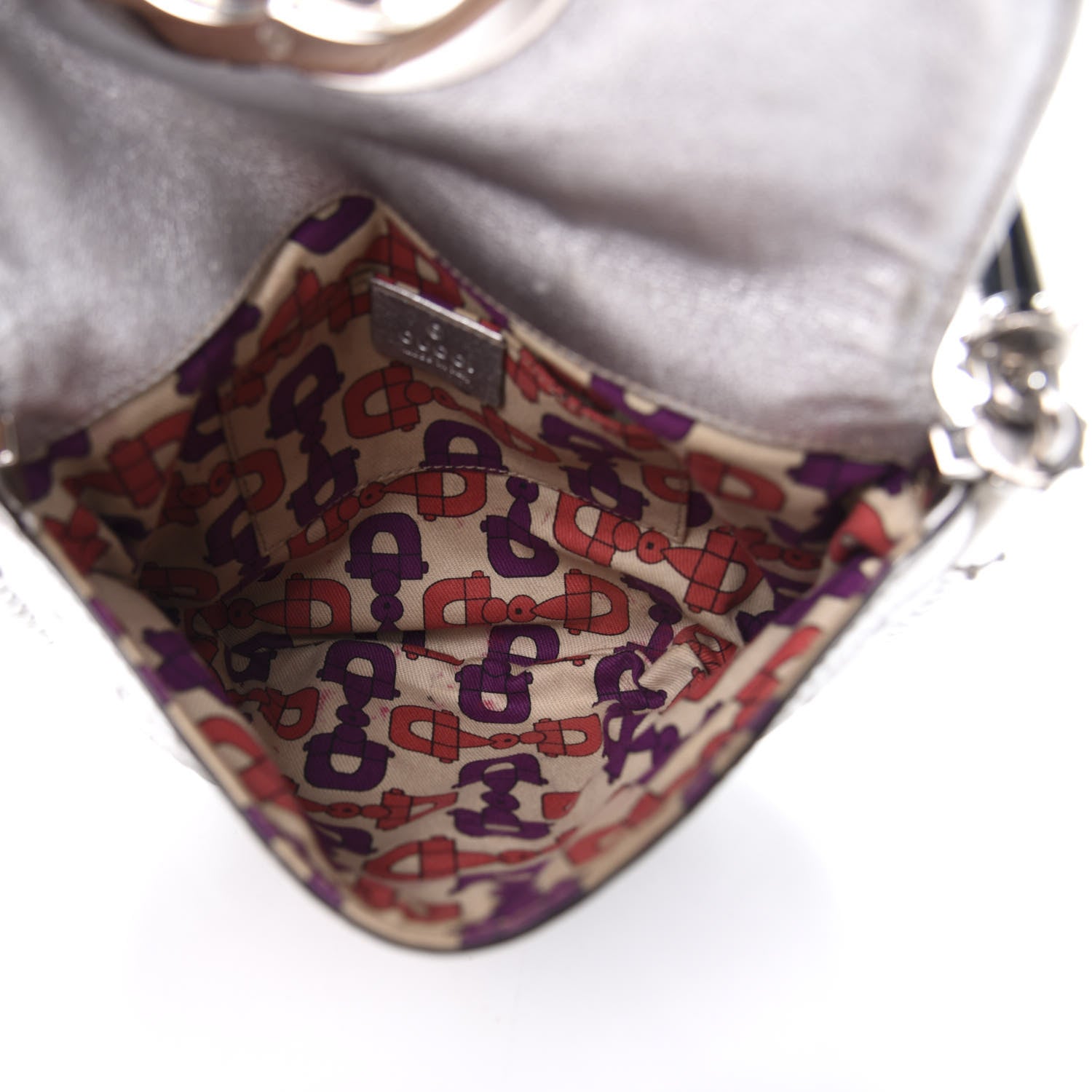 Gucci Guccissima Small Britt Tassel Shoulder Bag Silver 5 of 17