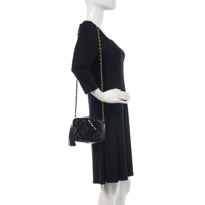 Chanel Patent Tassel Quilted Shoulder Bag Black 2 of 14