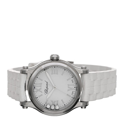 Chopard Stainless Steel Rubber 3 Diamond 30mm Happy Sport Quartz Watch White 2 of 4