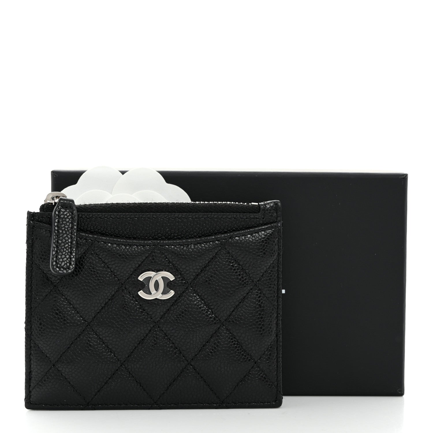 Chanel Caviar Quilted CC Zip Card Holder Black 8 of 8