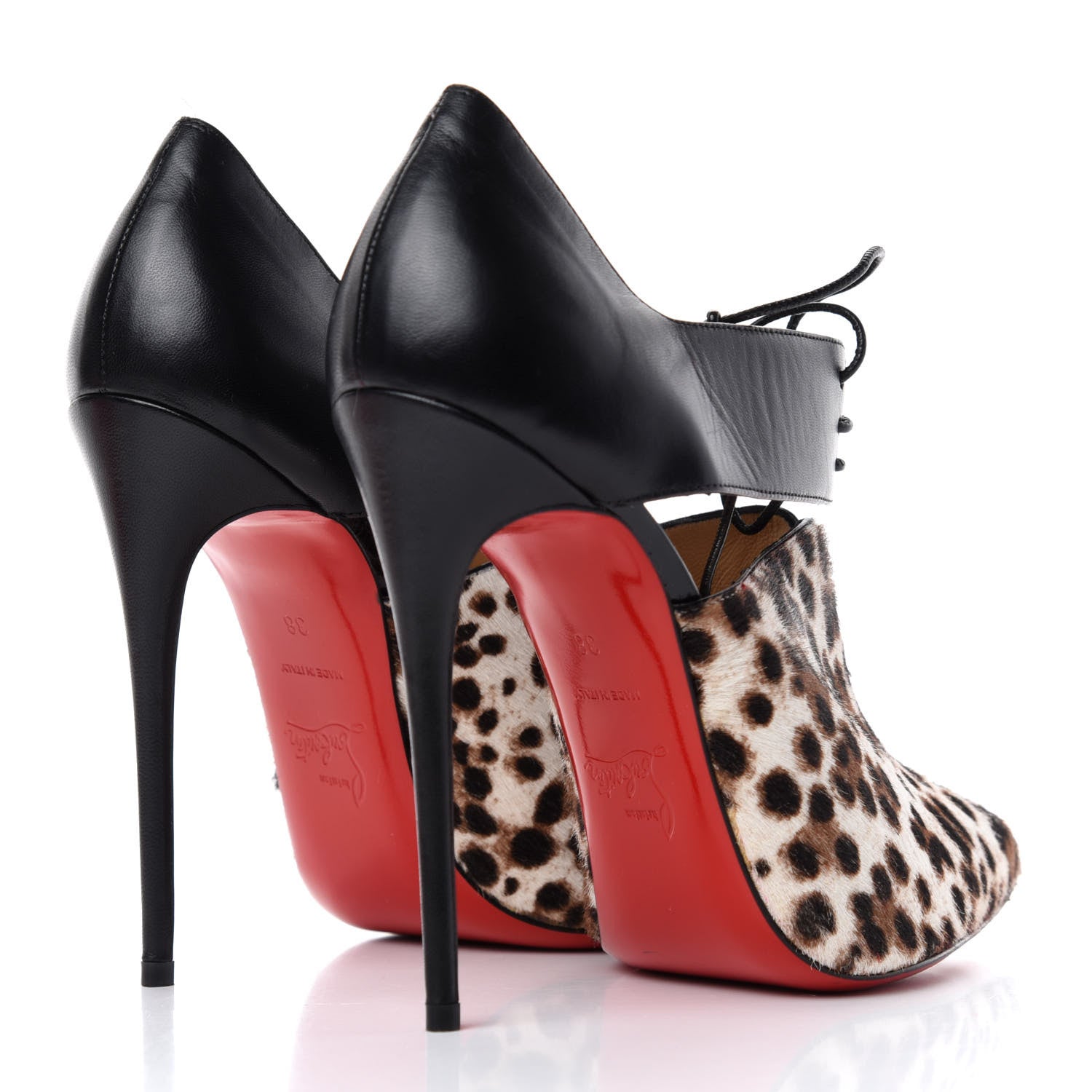 Christian Louboutin Pony Hair Leopard Corsita 120 Ankle Boots 38 White Black 4 of 9