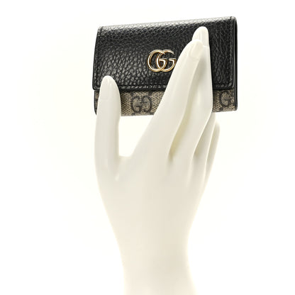 Gucci Dollar Calfskin GG Supreme Monogram GG Marmont 6 Key Holder Case Black Beige Ebony 2 of 7