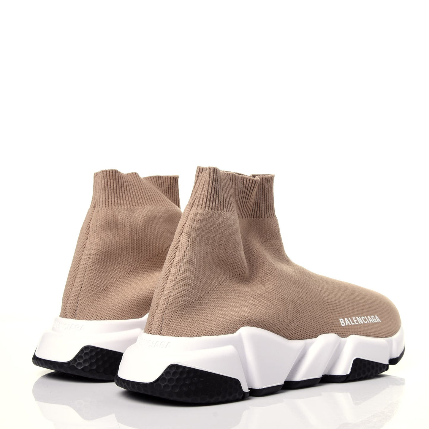 Neoprene Knit Bi-Color Sole Womens Speed Sneakers 38 Beige White Black