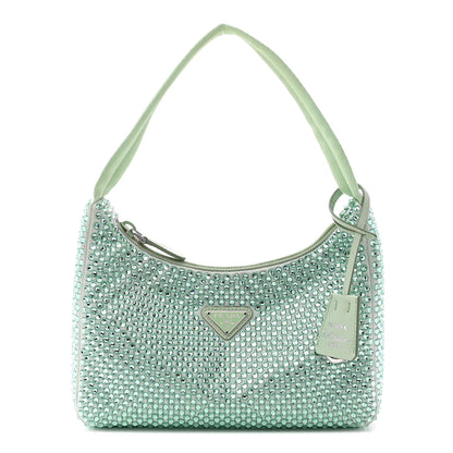 Prada Satin Crystal Mini Re-Edition 2000 Bag Acqua 1 of 12