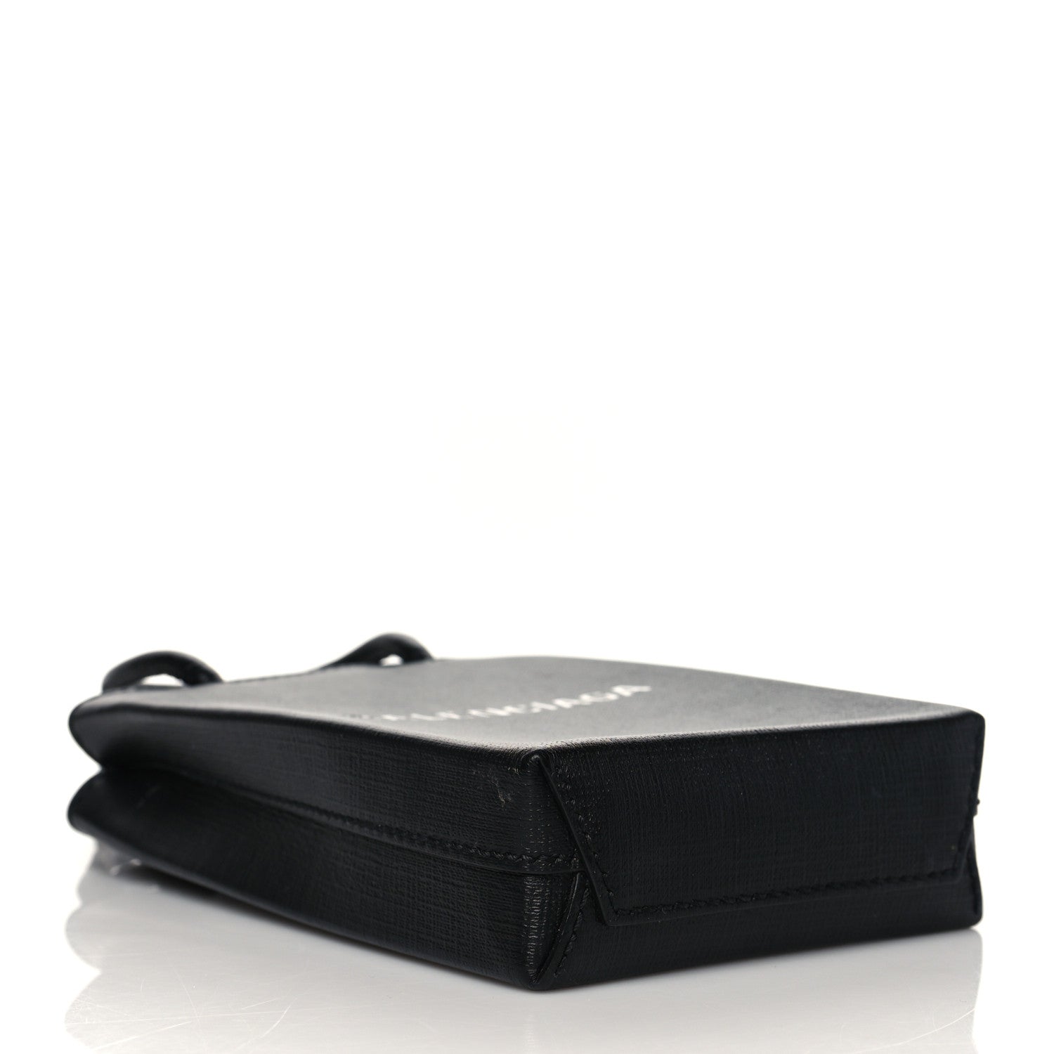 Balenciaga Squared Calfskin Logo Shopping Phone Holder Bag Black 4 of 9