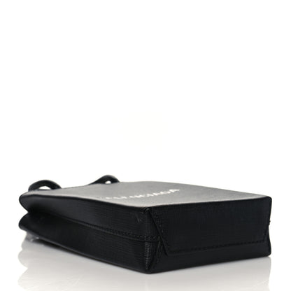 Balenciaga Squared Calfskin Logo Shopping Phone Holder Bag Black 4 of 9