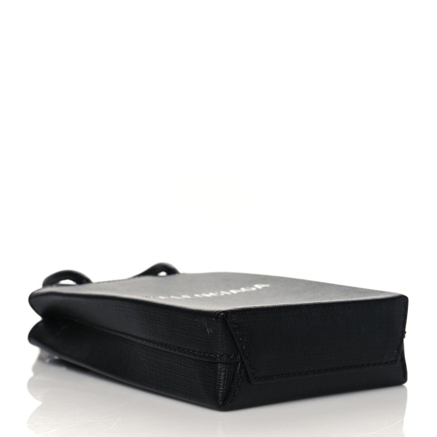 Squared Calfskin Logo Shopping Phone Holder Bag Black
