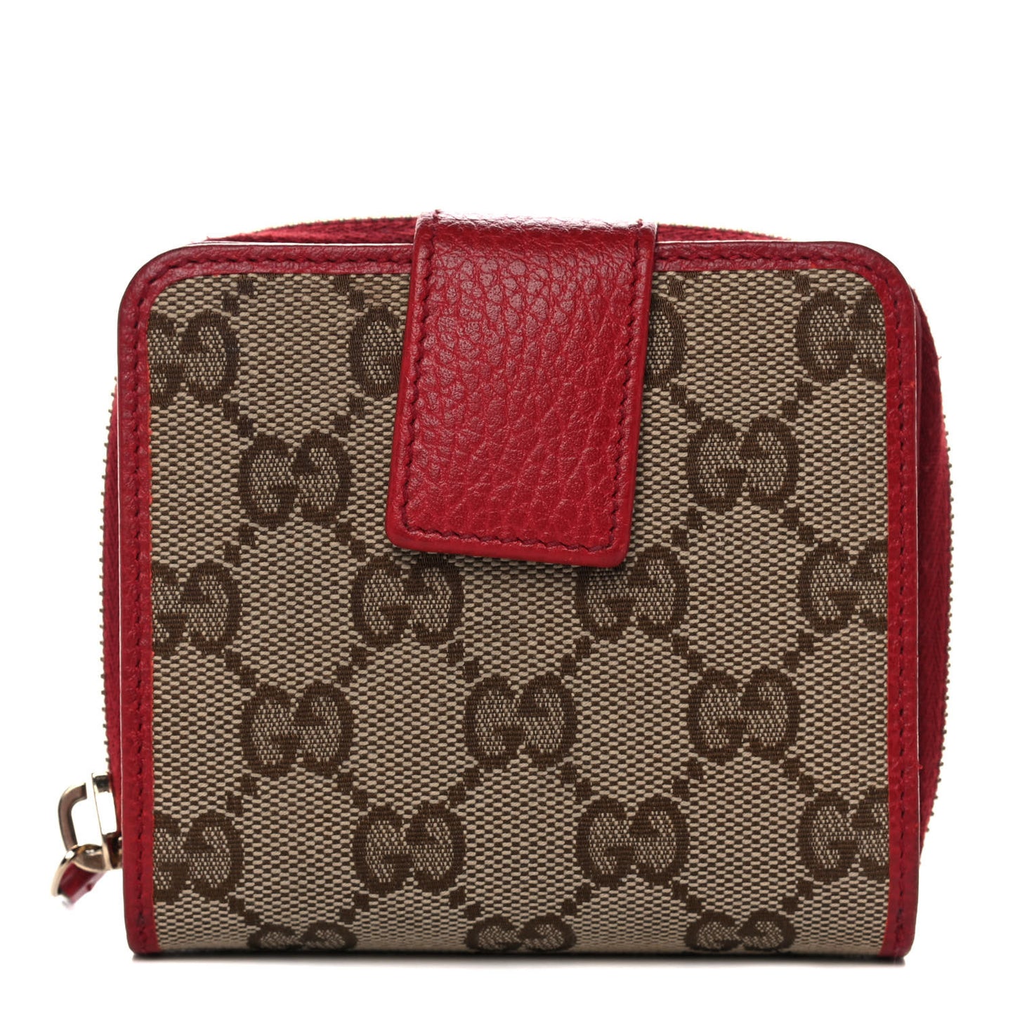 Monogram Dollar Calfskin Zip Around French Flap Wallet Beige Ebony Rosso