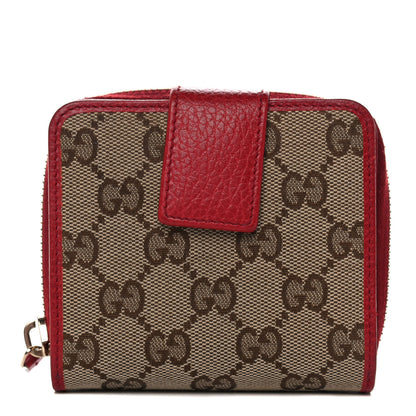 Gucci Monogram Dollar Calfskin Zip Around French Flap Wallet Beige Ebony Rosso 1 of 11