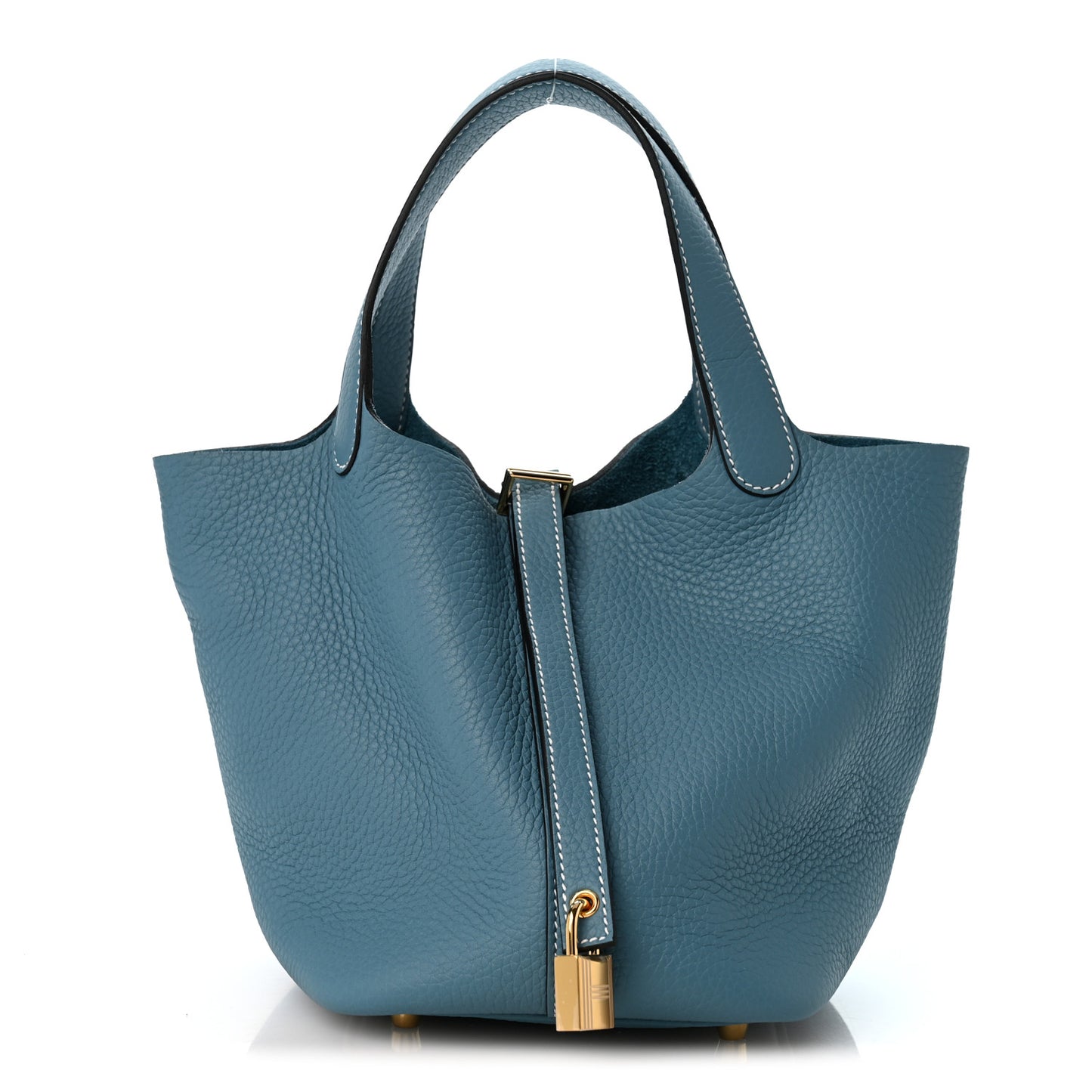 Taurillon Clemence Picotin Lock 18 PM New Blue Jean