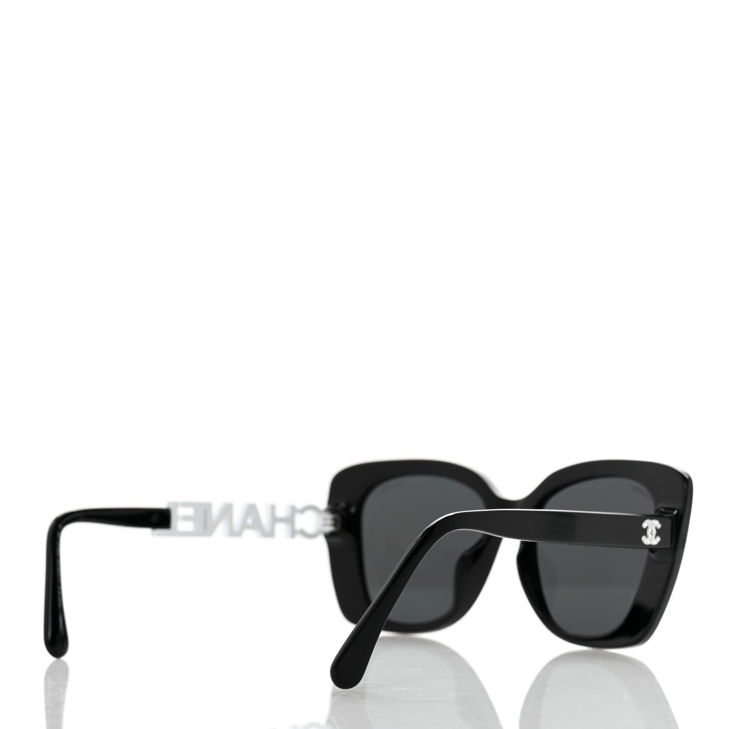 Acetate Strass Square Sunglasses 5422-B-A Black White
