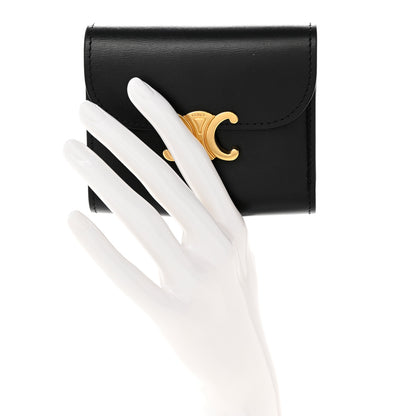 Celine Shiny Smooth Lambskin Small Triomphe Wallet Black 2 of 11