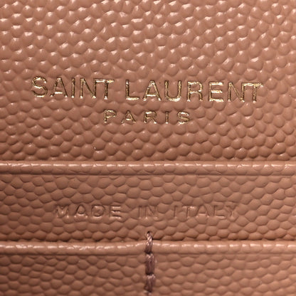 Saint Laurent Grain De Poudre Matelasse Chevron Cassandre Envelope Chain Wallet Vintage Peach 5 of 7