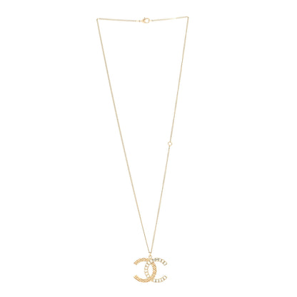 Chanel Baguette Crystal Quilted CC Pendant Necklace Gold 3 of 5