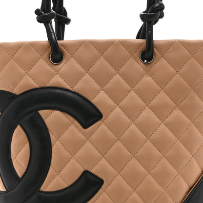 Chanel Calfskin Quilted Medium Cambon Tote Beige Black 8 of 11