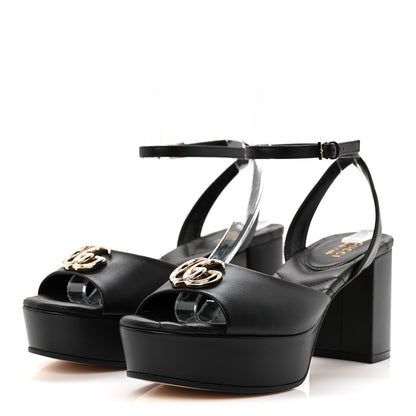 Gucci Calfskin GG Charlotte Ankle Wrap 30/85mm Platform Sandals 37.5 Black 3 of 10