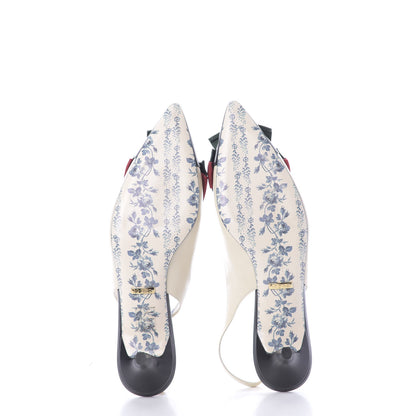 Gucci Malaga Kid Web Bow Jane Low Heel Slingback Pumps 37.5 Off White 5 of 10