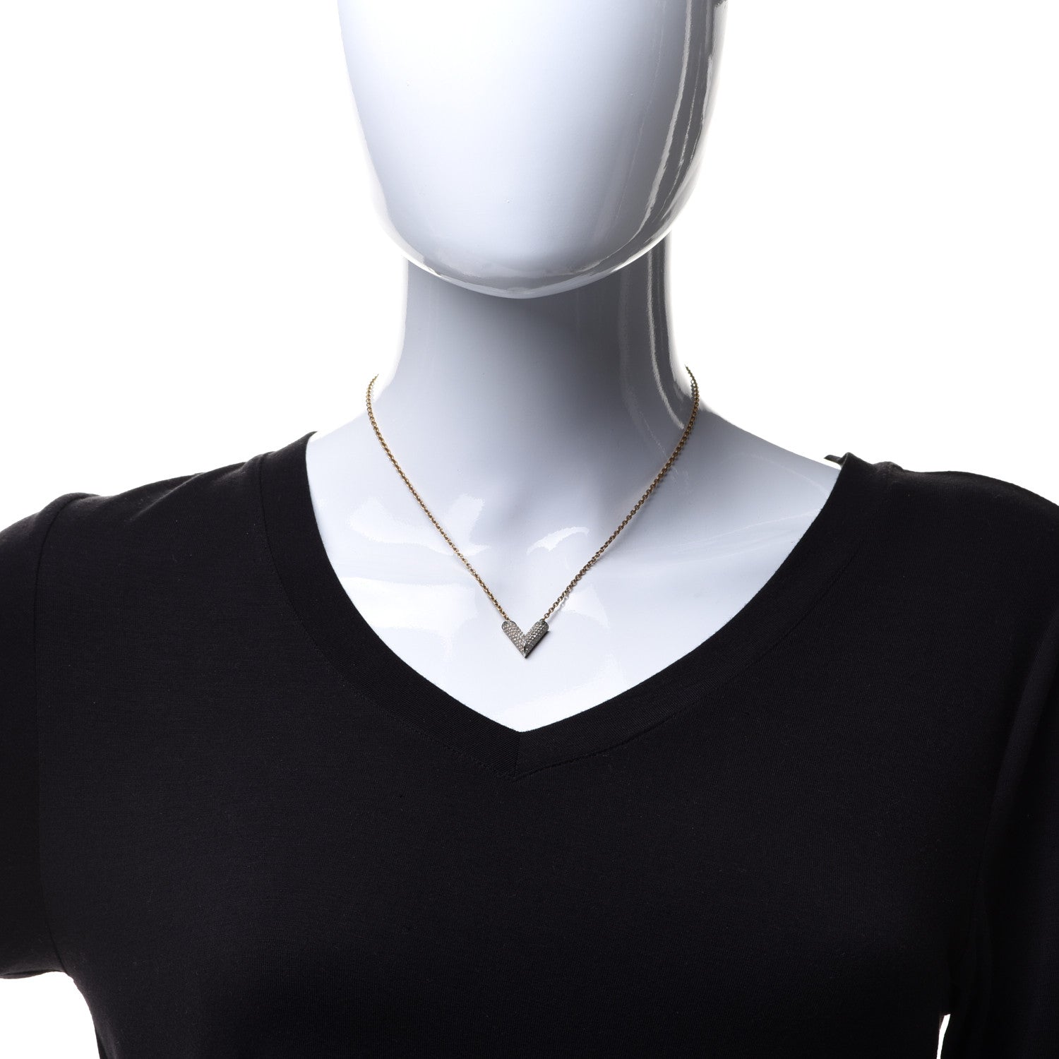 Louis Vuitton Crystal Essential V Necklace Gold 2 of 10