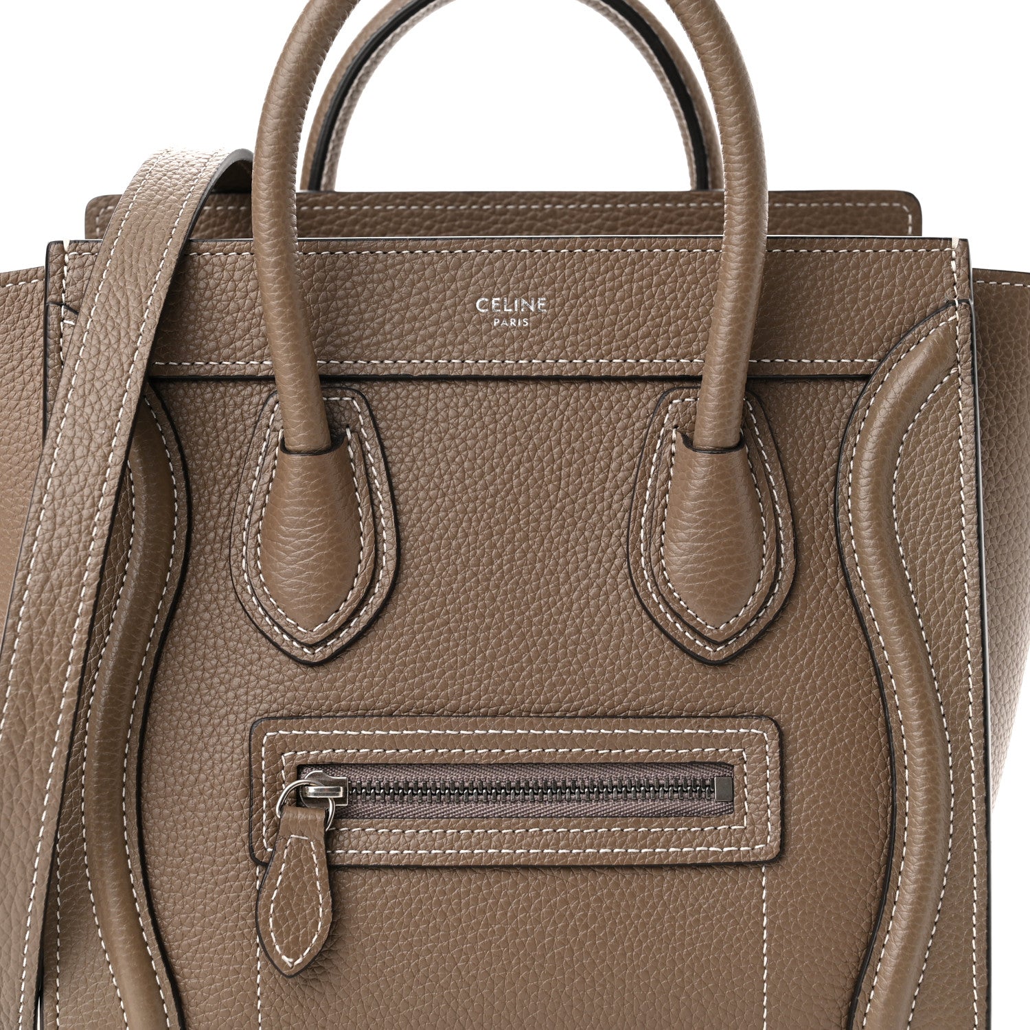 Celine Drummed Calfskin Nano Luggage Souris 8 of 14