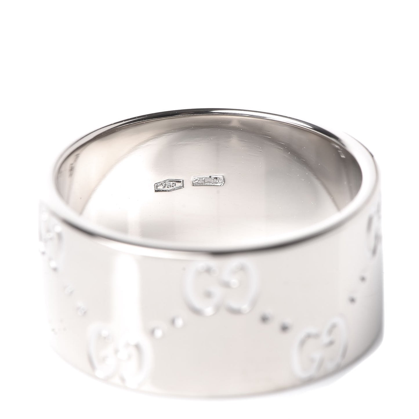 18K White Gold 9mm Icon Band Ring 53 6.25