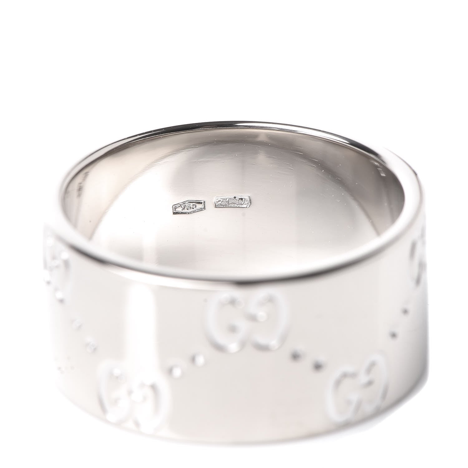 Gucci 18K White Gold 9mm Icon Band Ring 53 6.25 5 of 6