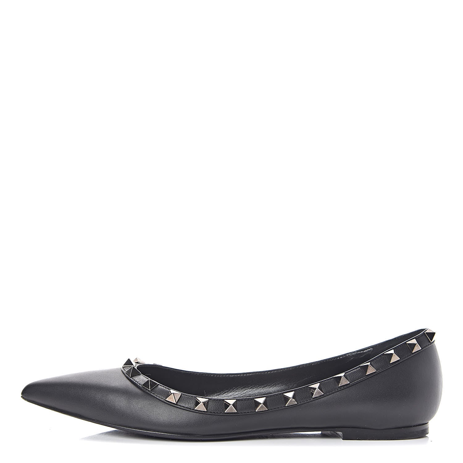 Valentino Garavani Calfskin Rockstud Ballerina Flats 38 Black 1 of 13