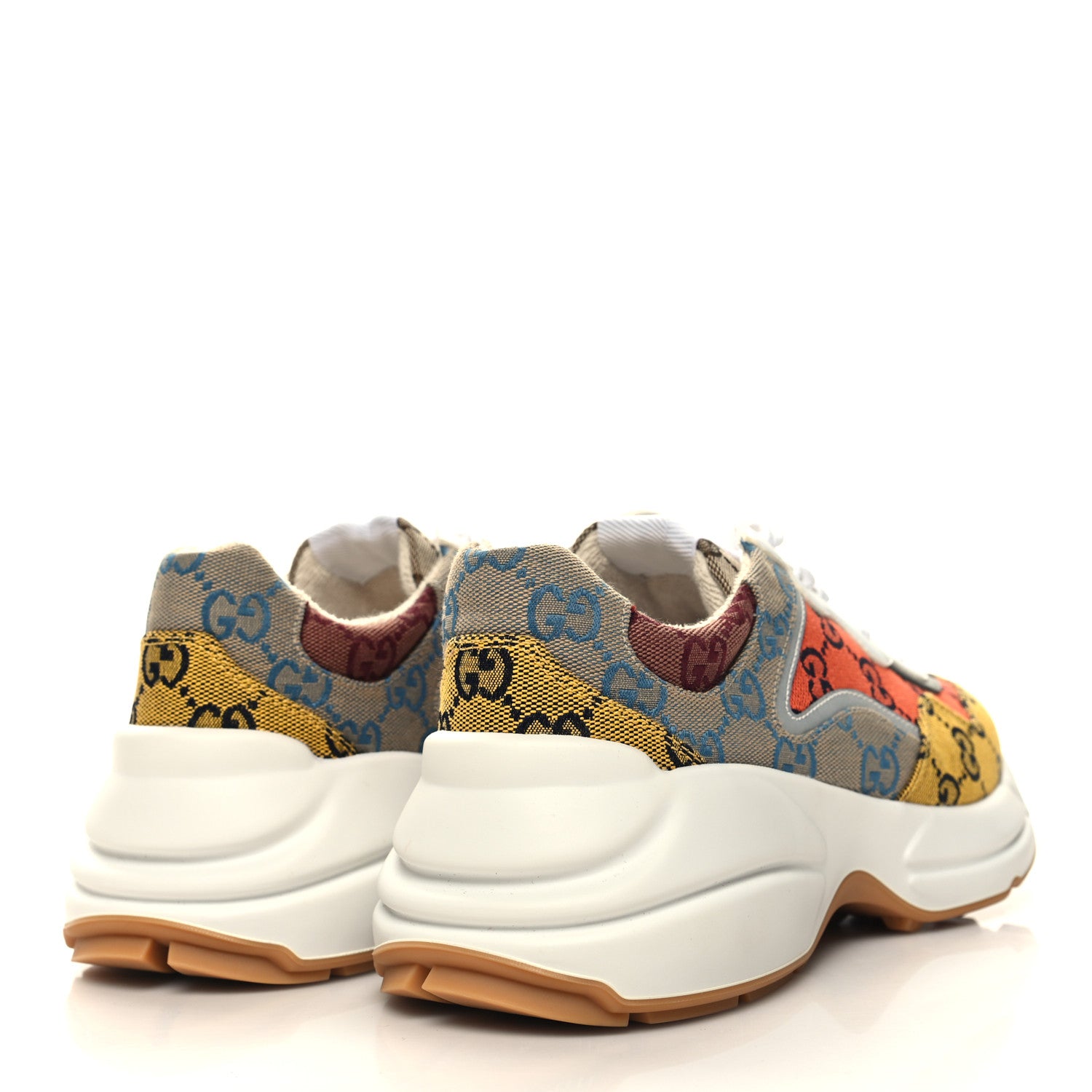 Gucci Monogram Multicolor Demetra Womens Rhyton Sneakers 38.5 Yellow Blue Great White Tabasco 4 of 9