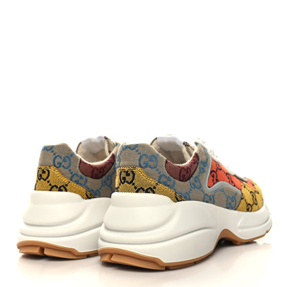 Gucci Monogram Multicolor Demetra Womens Rhyton Sneakers 38.5 Yellow Blue Great White Tabasco 4 of 9