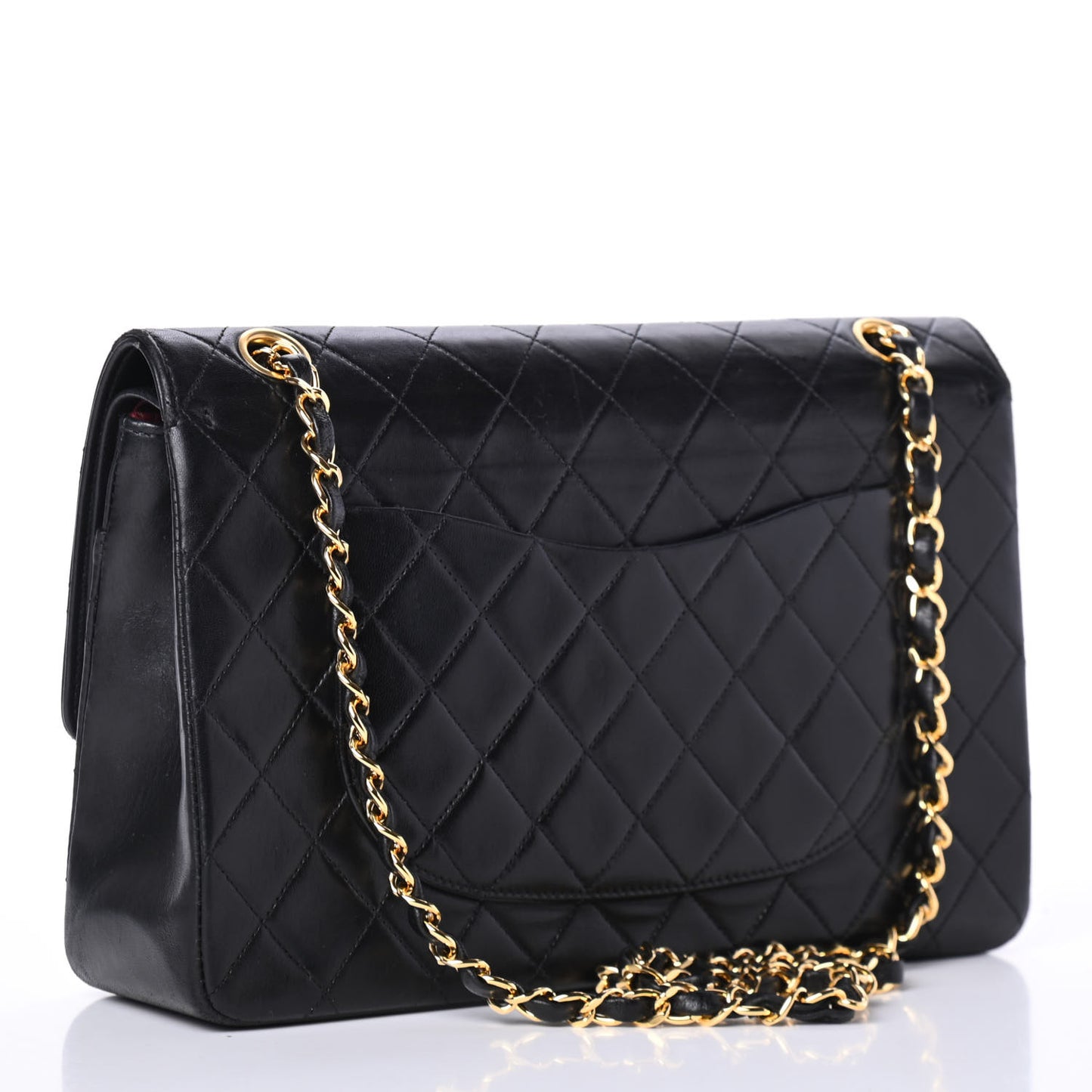 Lambskin Quilted Medium Double Flap Black