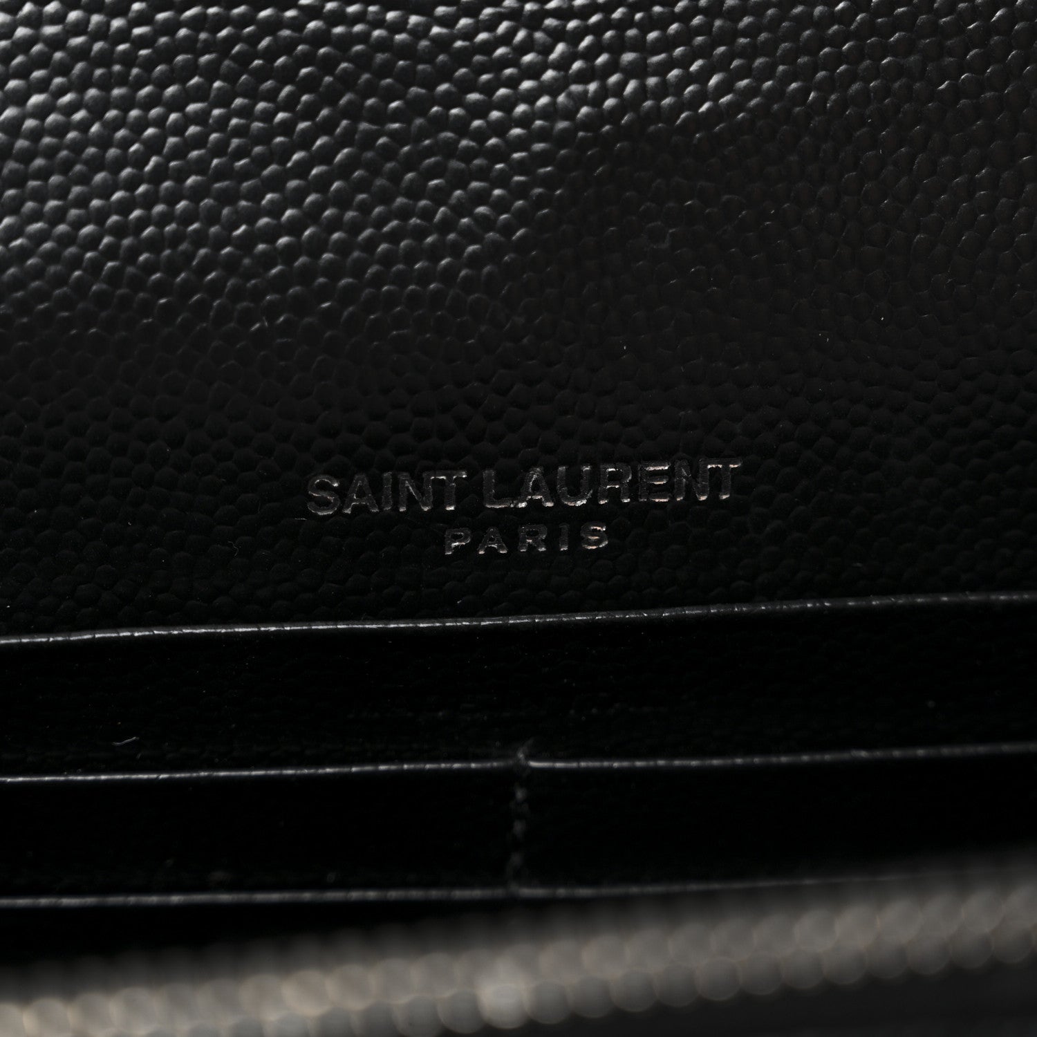 Saint Laurent Grain De Poudre Matelasse Chevron Monogram Envelope Chain Wallet Black 6 of 10