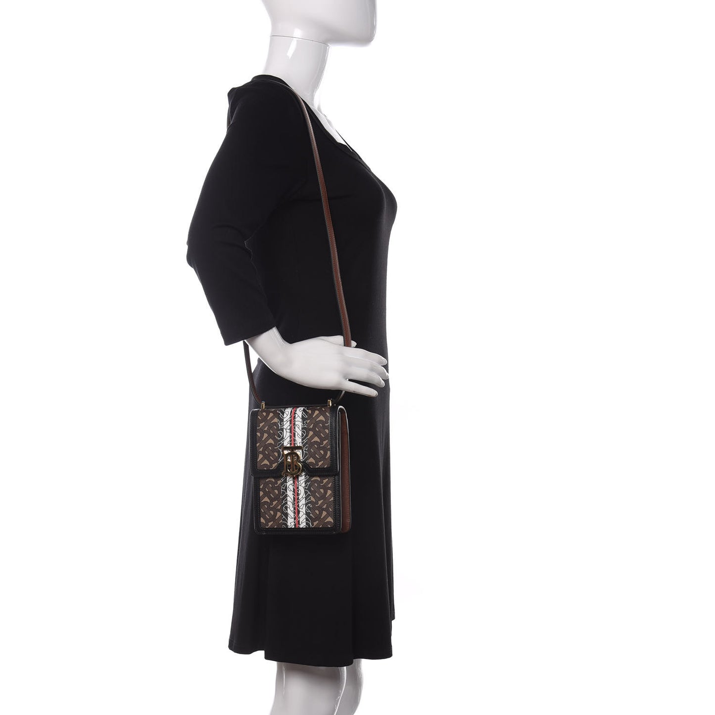 E-Canvas Monogram Stripe Robin Bag Bridle Brown