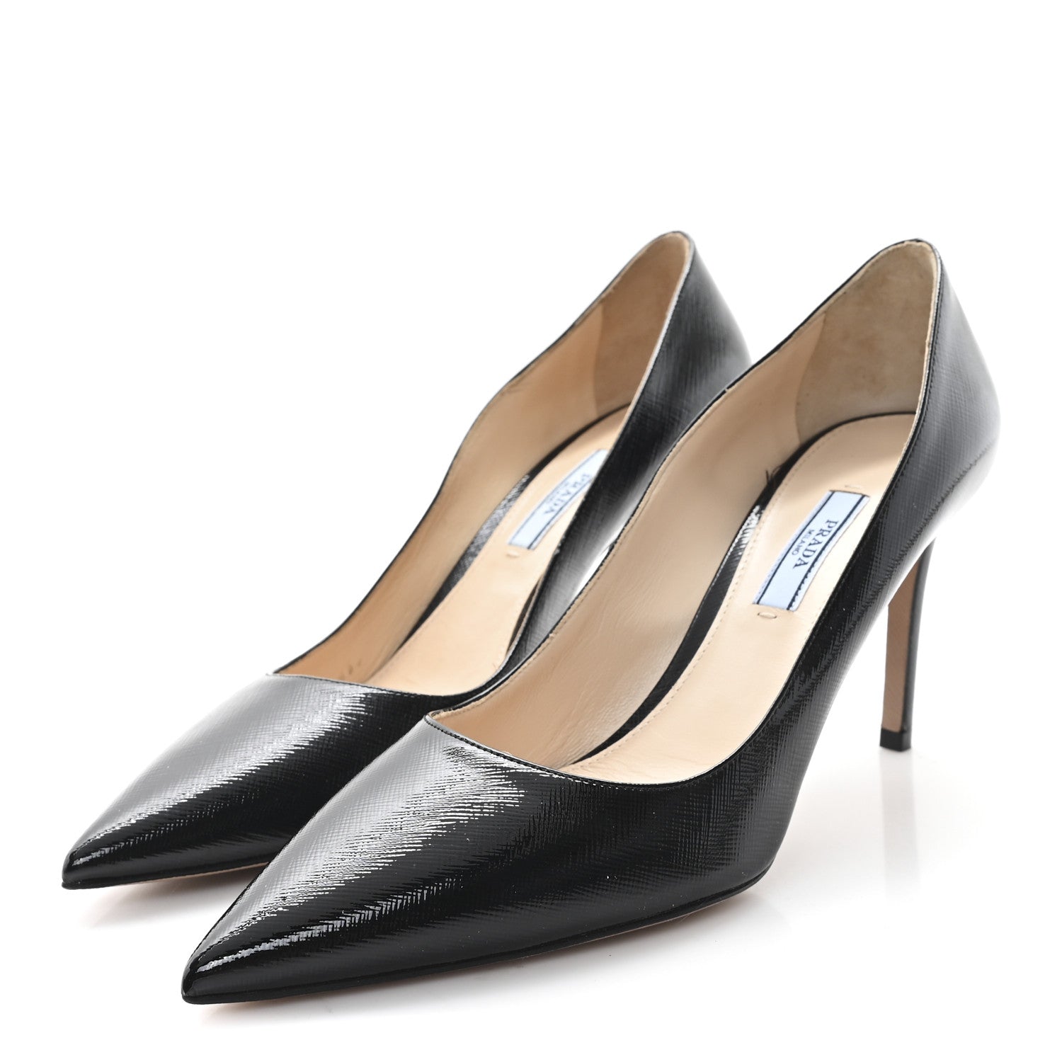 Prada Saffiano Patent Pumps 39 Black 4 of 8
