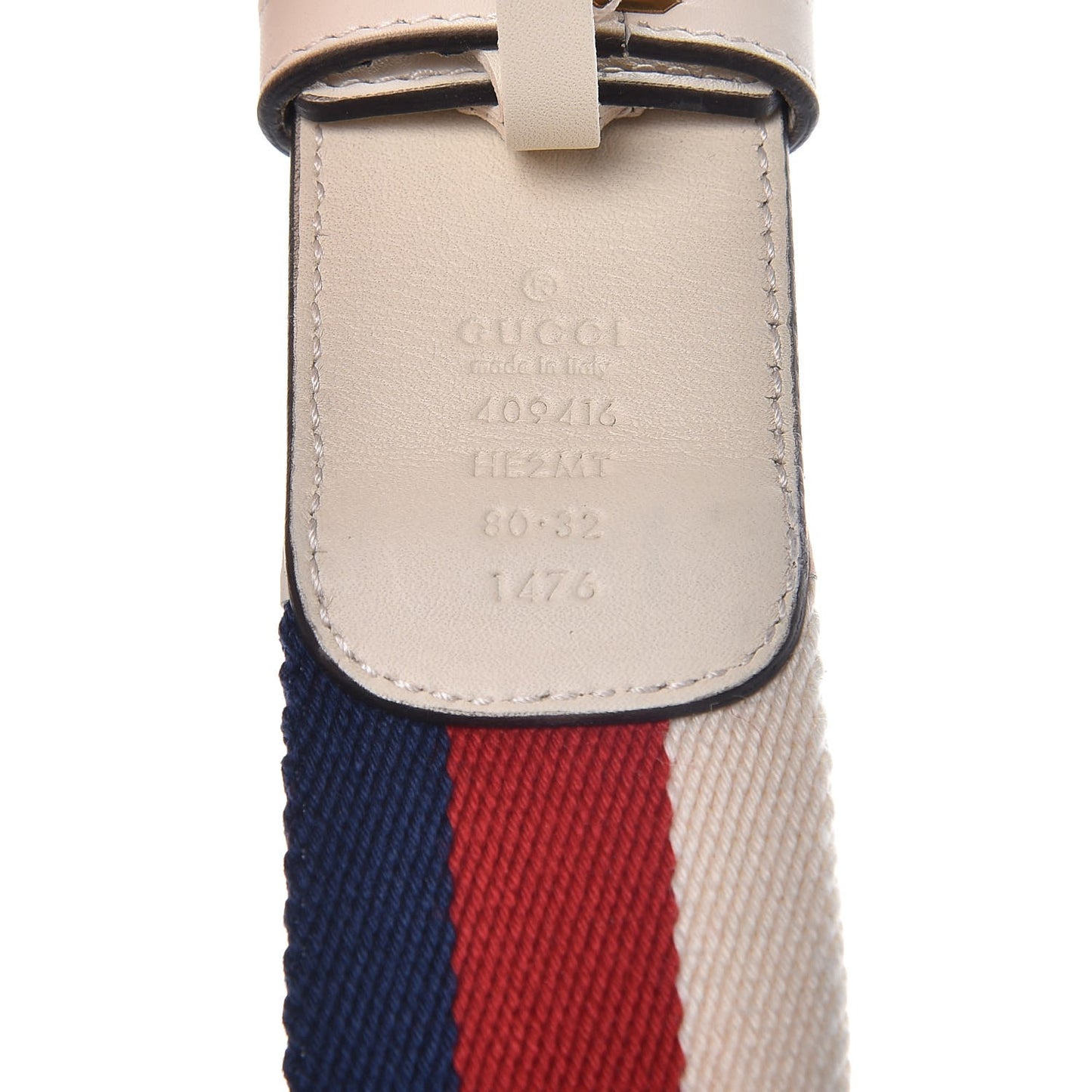 Nylon Calfskin Sylvie Web Double G 40mm Belt 80 32 Mystic White Hibiscus Red Maritime