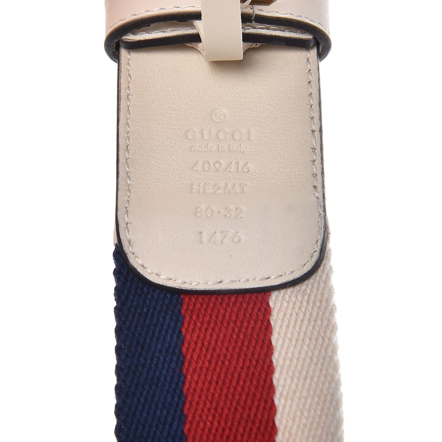 Gucci Nylon Calfskin Sylvie Web Double G 40mm Belt 80 32 Mystic White Hibiscus Red Maritime 4 of 8