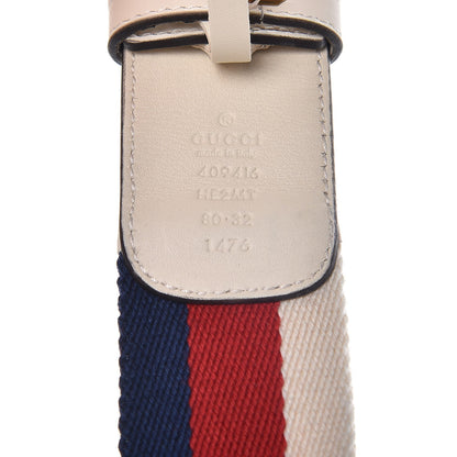 Gucci Nylon Calfskin Sylvie Web Double G 40mm Belt 80 32 Mystic White Hibiscus Red Maritime 4 of 8