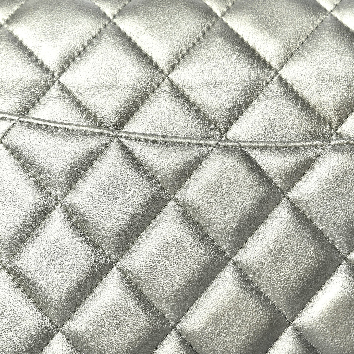Metallic Lambskin Quilted Jumbo Double Flap Green