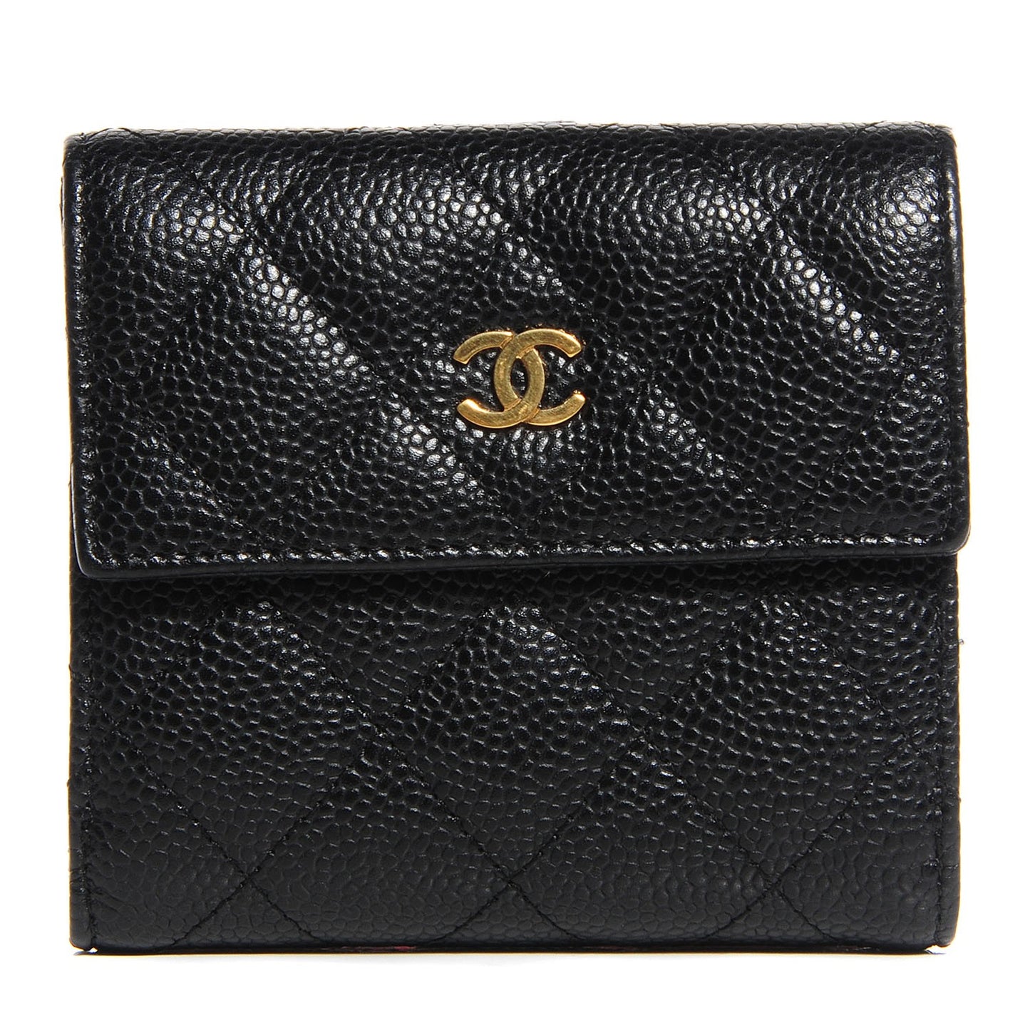 Caviar Quilted Compact Flap Wallet