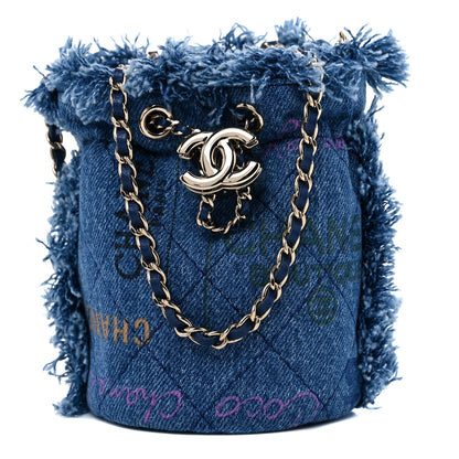 Chanel Denim Quilted Mood Mini Bucket With Chain Blue Multicolor 1 of 10