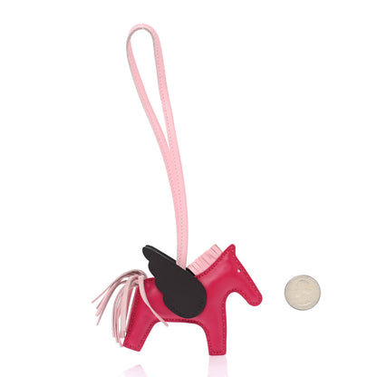 Hermes Milo Lambskin Grigri Rodeo Pegase Horse Bag Charm PM Framboise Rose Sakura Rouge Sellier 2 of 4