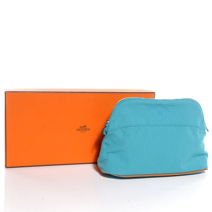 Hermes Cotton Canvas Bolide Travel Cosmetic Pouch Bleu Horizon 5 of 7