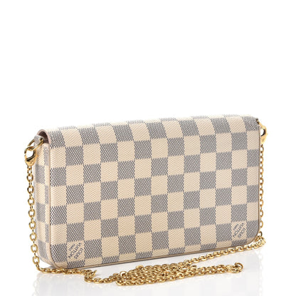 Louis Vuitton Damier Azur Pochette Felicie Chain Wallet Rose Ballerine 4 of 17