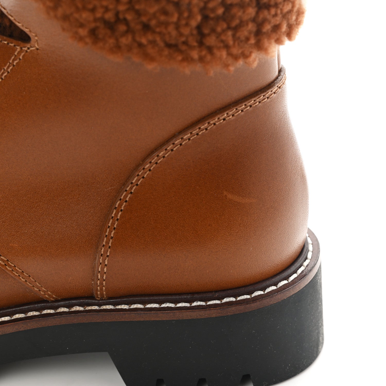 Louis Vuitton Calfskin Shearling Territory Ranger Combat Boots 36 Cognac 9 of 9