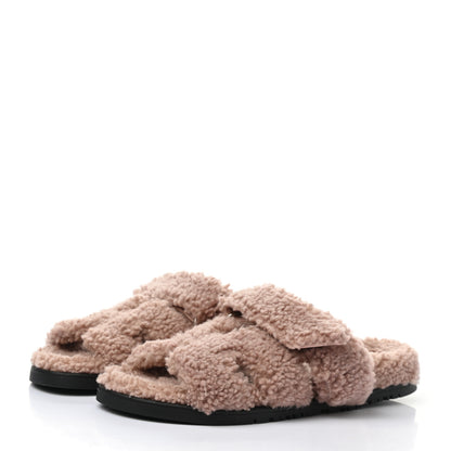 Hermes Woolskin Womens Chypre Sandals 35.5 Bois De Santal 3 of 7