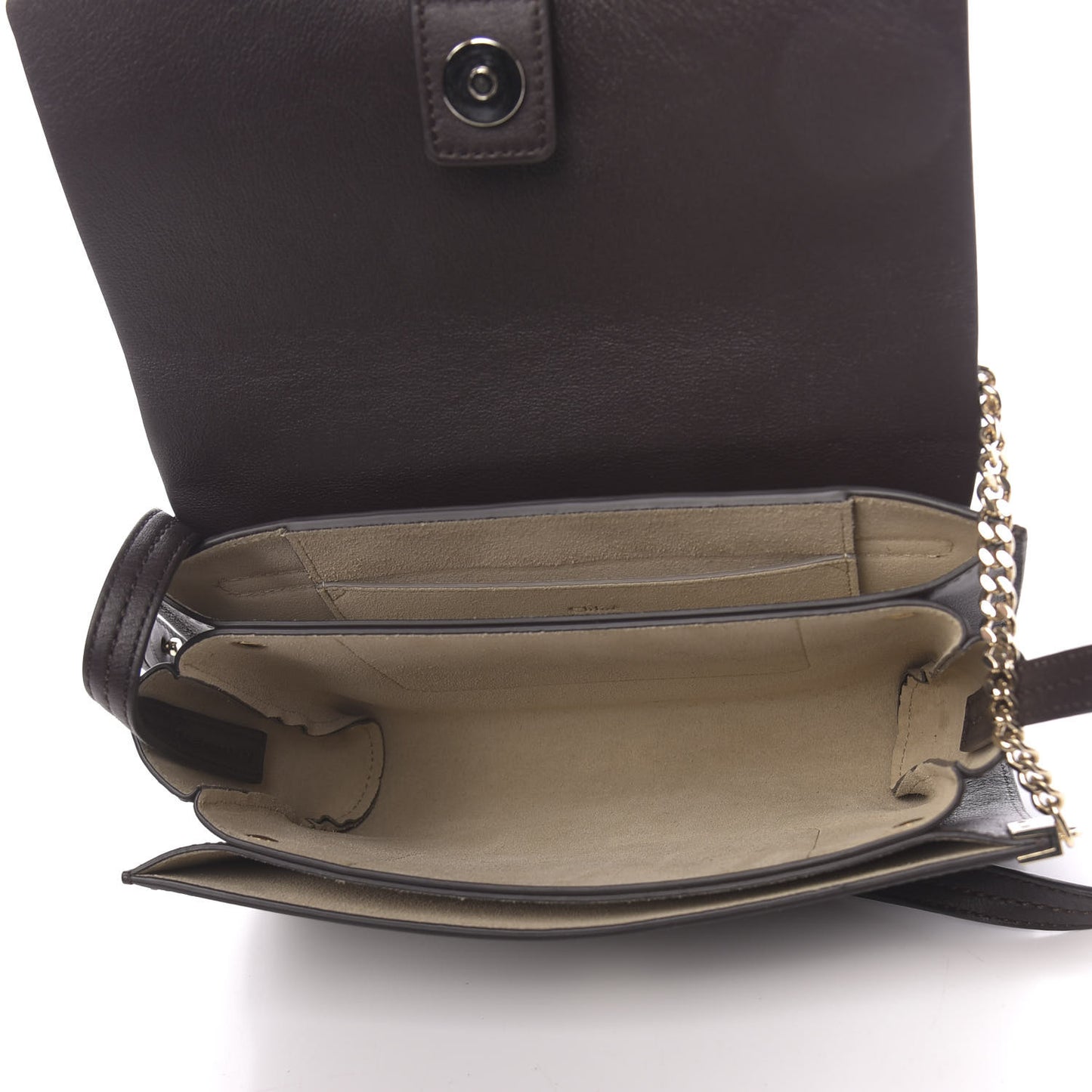 Suede Calfskin Small Faye Shoulder Bag Carbon Brown