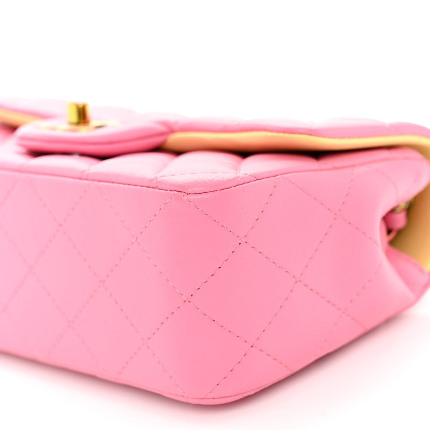 Lambskin Quilted Mini Rectangular Flap Pink Yellow