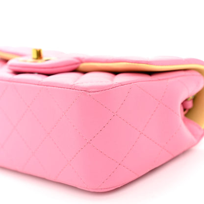 Chanel Lambskin Quilted Mini Rectangular Flap Pink Yellow 10 of 10