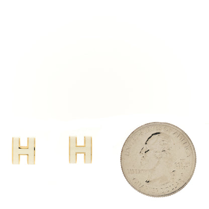 Hermes Gold Lacquered Mini Pop H Earrings White 2 of 5