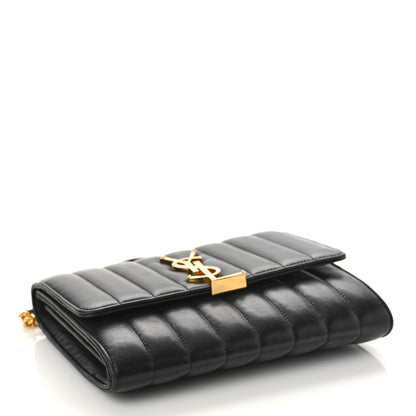 Saint Laurent Lambskin Matelasse Monogram Medium Vicky Chain Bag Black 4 of 10