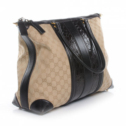 Gucci Monogram Crocodile Web Medium Secret Shoulder Bag Dark Brown 3 of 8