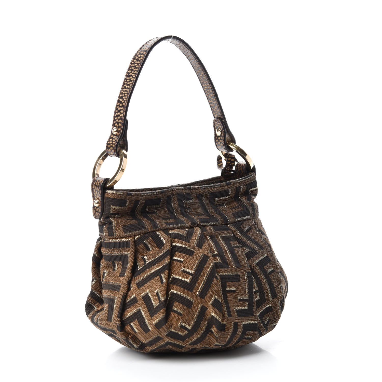 Fendi Zucca Vitello Mini Chef Hobo Tobacco Oro Moro 3 of 11